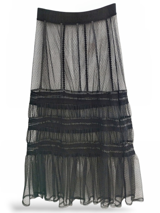 torrid Dresses & Skirts - Torrid Black Sheer Mesh Tiered Lace-Trim Maxi Skirt 1X